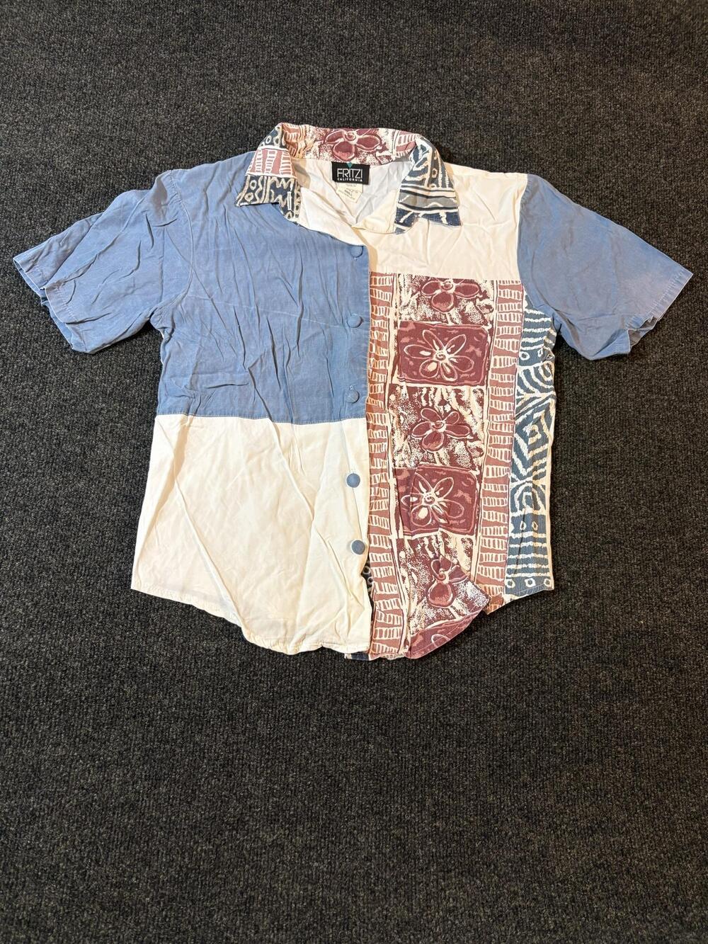 Fritzi California Shirt Womens S Multicolor Floral Hawaiian Button Up Rayon
